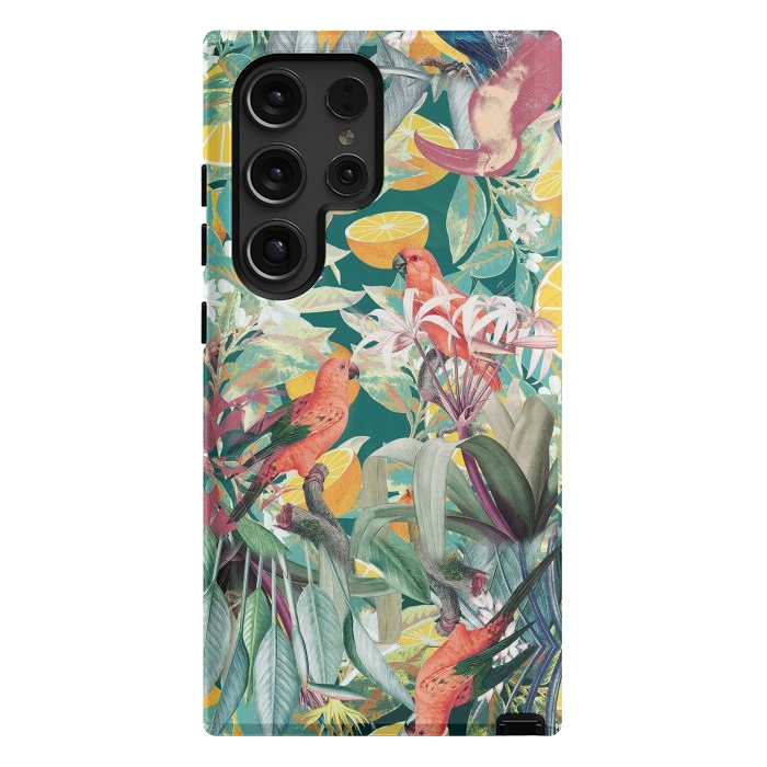 Galaxy S24 Ultra StrongFit Parrots, oranges and tropical leaves - jungle paradise by Oana 