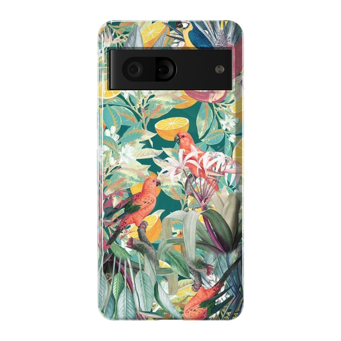 Pixel 7 StrongFit Parrots, oranges and tropical leaves - jungle paradise by Oana 
