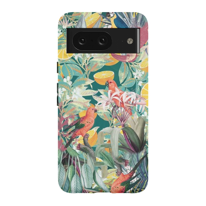 Pixel 8 StrongFit Parrots, oranges and tropical leaves - jungle paradise by Oana 