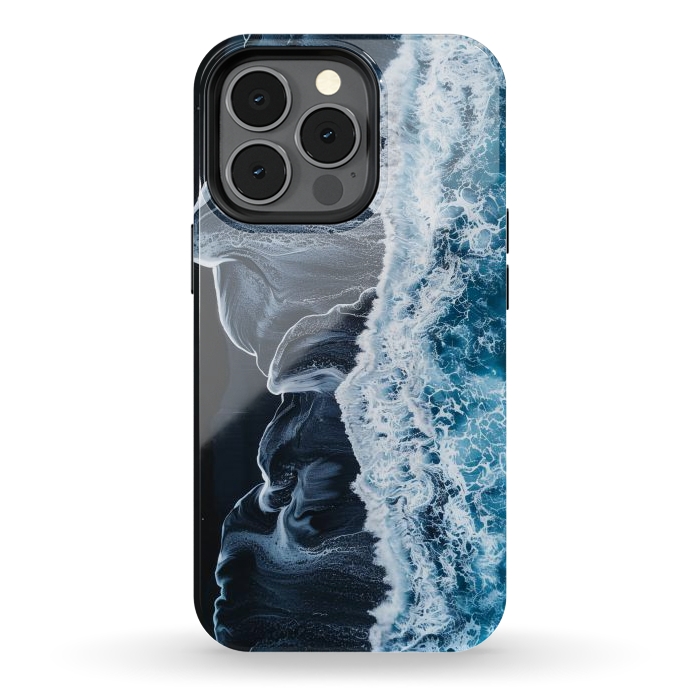 iPhone 13 pro StrongFit Icealnd black sand beach by haroulita