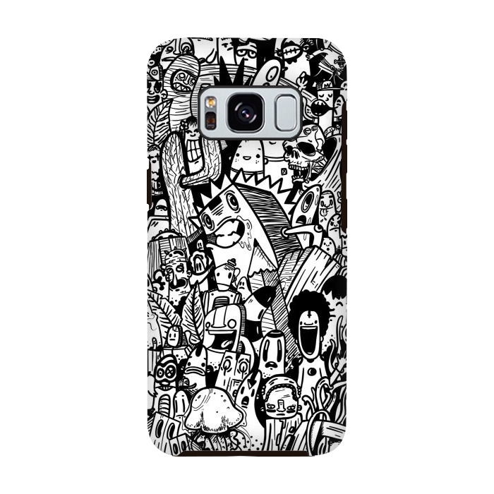 Galaxy S8 StrongFit Doodle party black and white by Manuvila