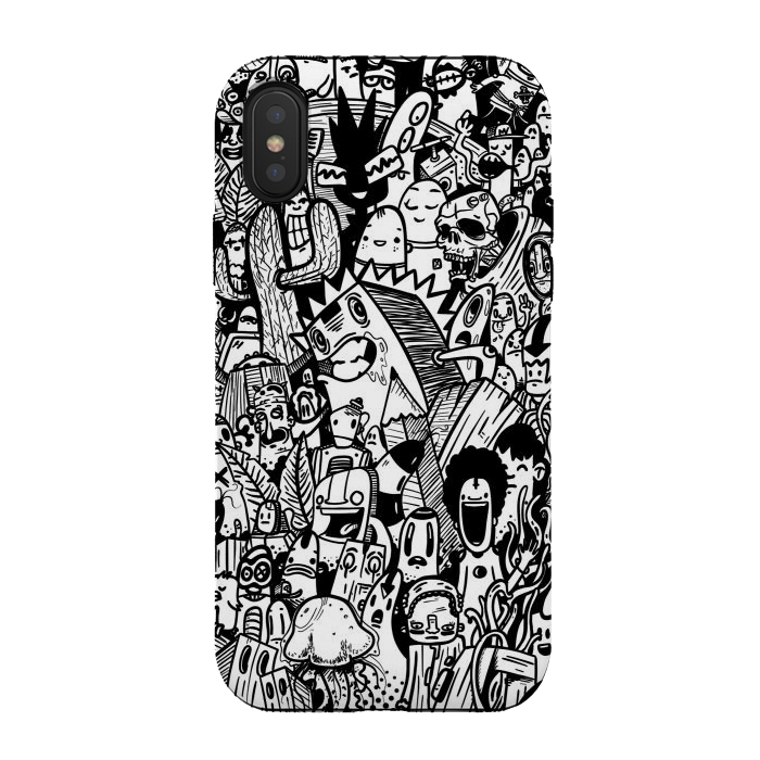 iPhone Xs / X StrongFit Doodle party black and white by Manuvila