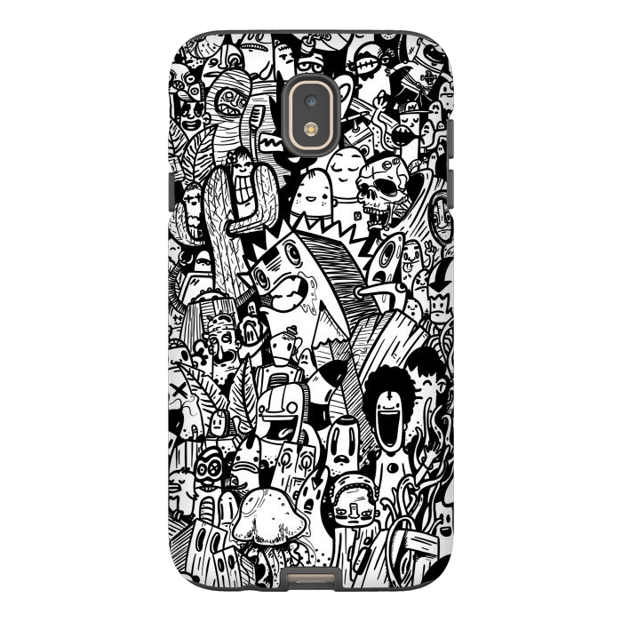 Galaxy J7 StrongFit Doodle party black and white by Manuvila