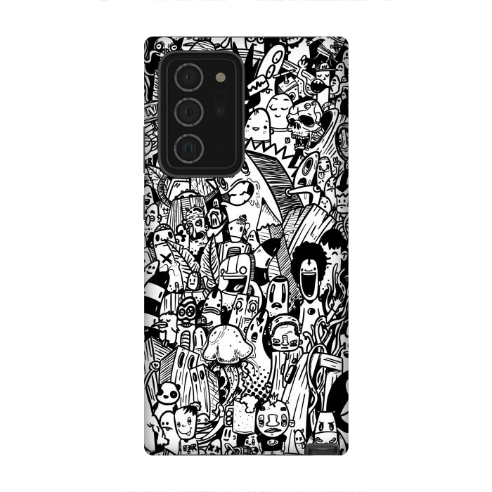 Galaxy Note 20 Ultra StrongFit Doodle party black and white by Manuvila