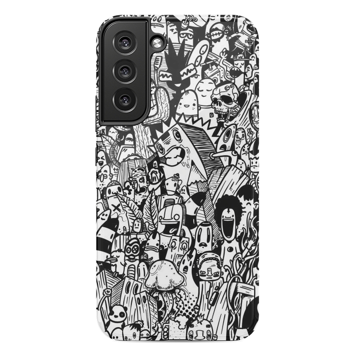 Galaxy S22 plus StrongFit Doodle party black and white by Manuvila