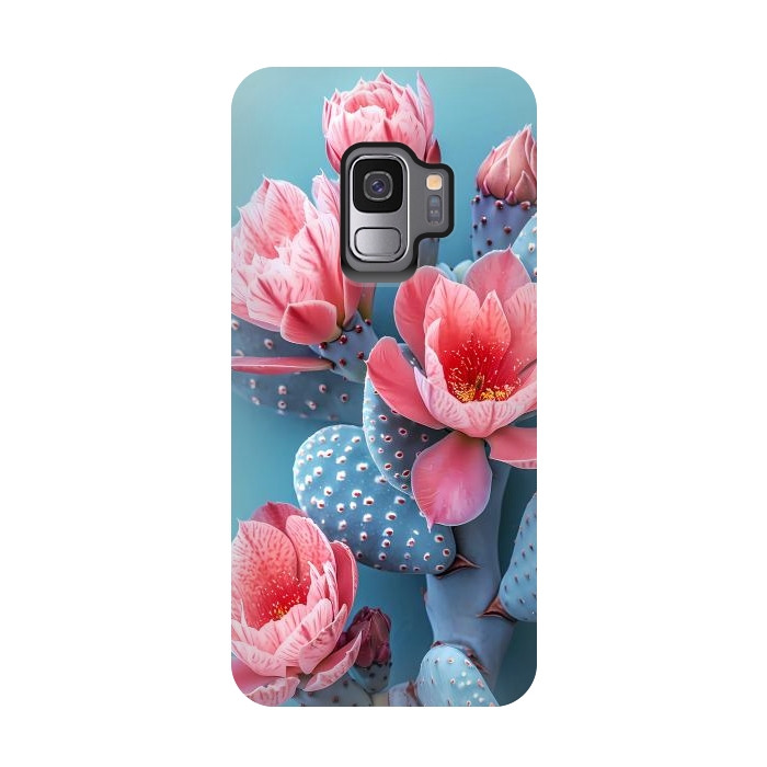 Galaxy S9 StrongFit Pastel cactus flowers by haroulita