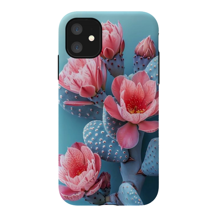 iPhone 11 StrongFit Pastel cactus flowers by haroulita