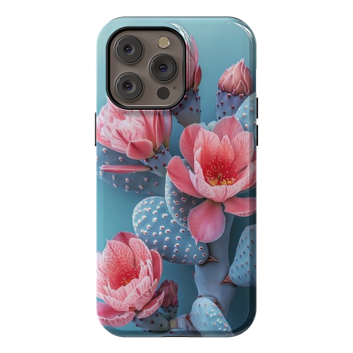 iPhone 14 Pro max StrongFit Pastel cactus flowers by haroulita