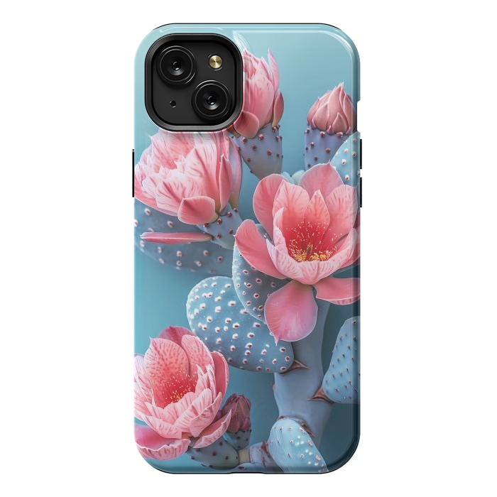 iPhone 15 Plus StrongFit Pastel cactus flowers by haroulita