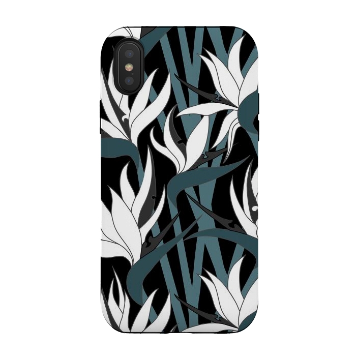 iPhone Xs / X StrongFit Seamless Floral Pattern Plant Strelitzia G611 by Medusa GraphicArt