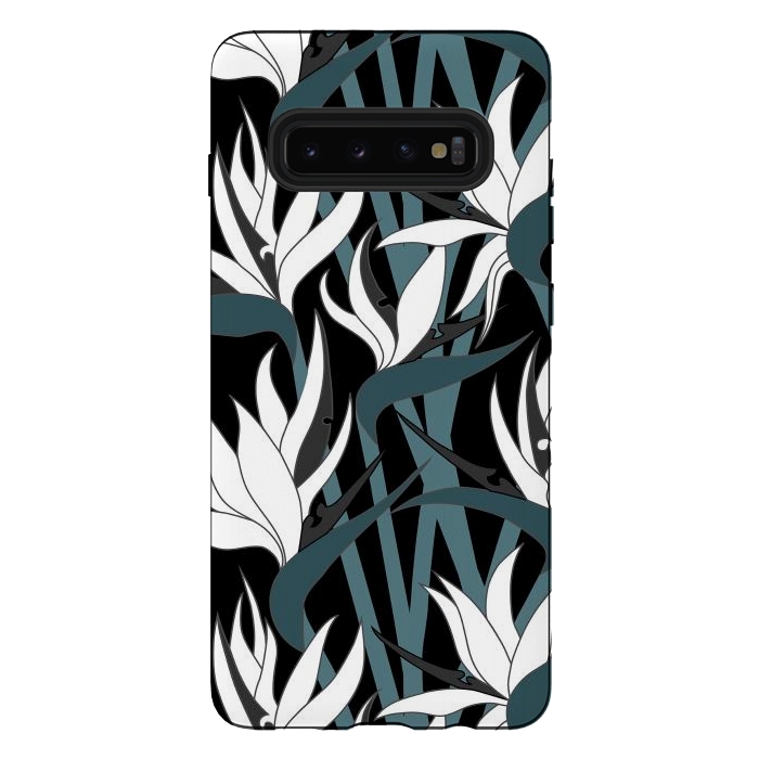 Galaxy S10 plus StrongFit Seamless Floral Pattern Plant Strelitzia G611 by Medusa GraphicArt