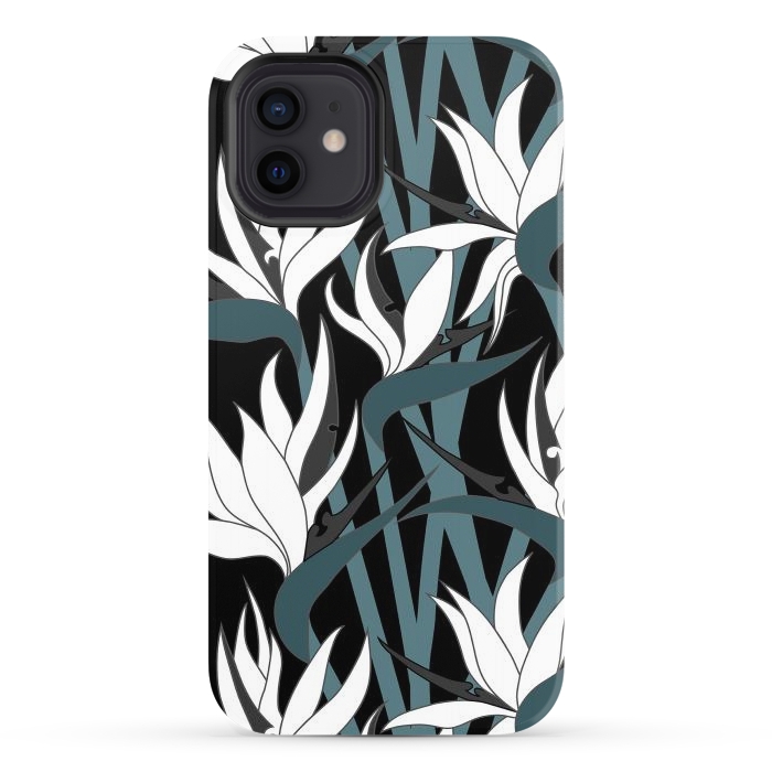 iPhone 12 StrongFit Seamless Floral Pattern Plant Strelitzia G611 by Medusa GraphicArt