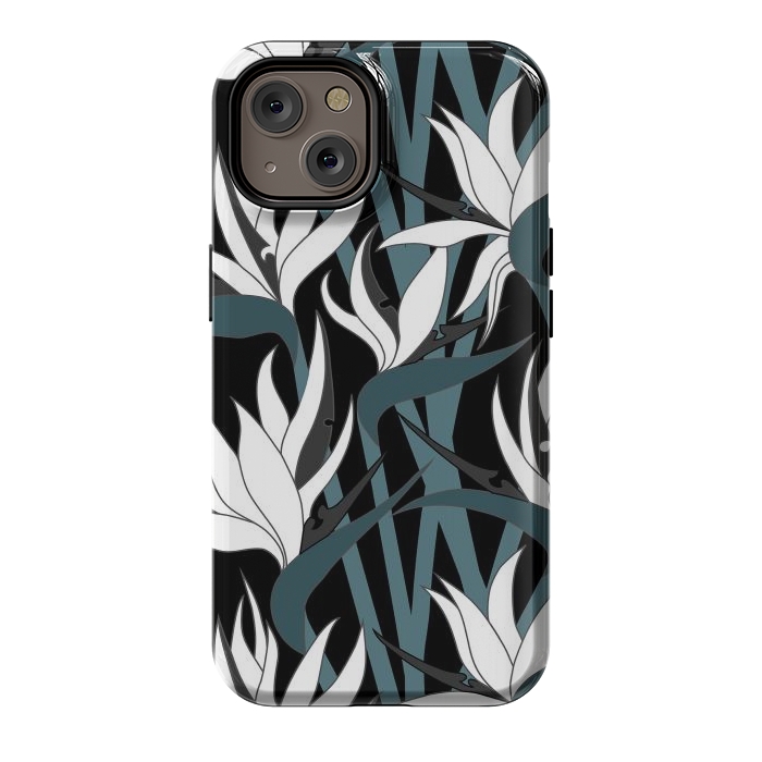 iPhone 14 StrongFit Seamless Floral Pattern Plant Strelitzia G611 by Medusa GraphicArt