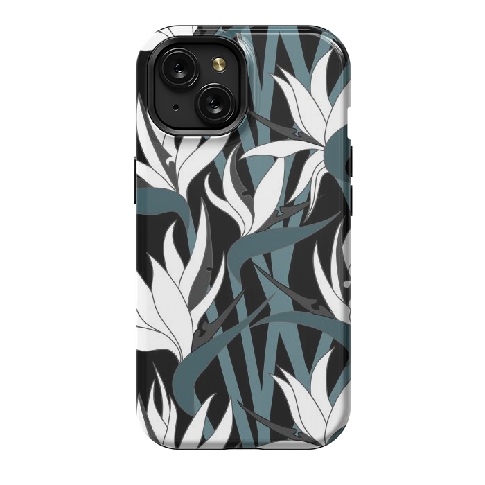 iPhone 15 StrongFit Seamless Floral Pattern Plant Strelitzia G611 by Medusa GraphicArt