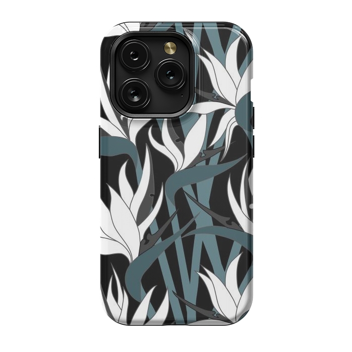 iPhone 15 Pro StrongFit Seamless Floral Pattern Plant Strelitzia G611 by Medusa GraphicArt