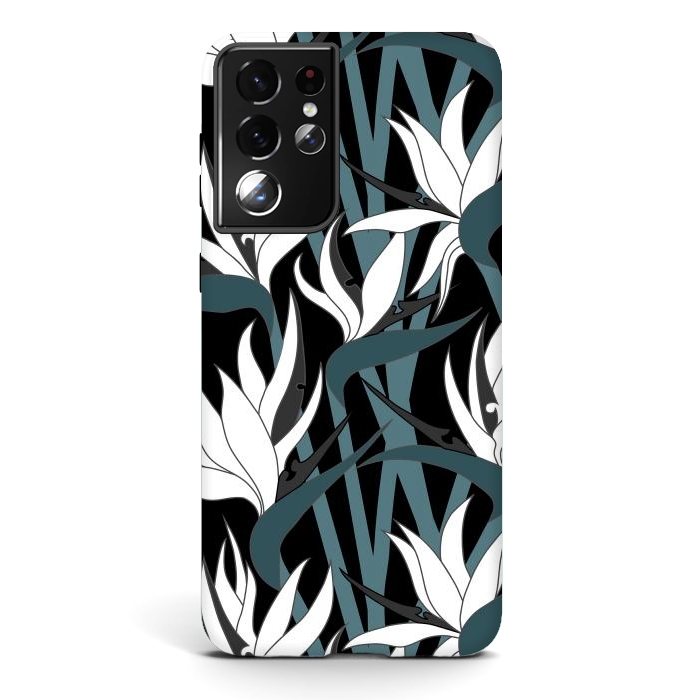 Galaxy S21 ultra StrongFit Seamless Floral Pattern Plant Strelitzia G611 by Medusa GraphicArt