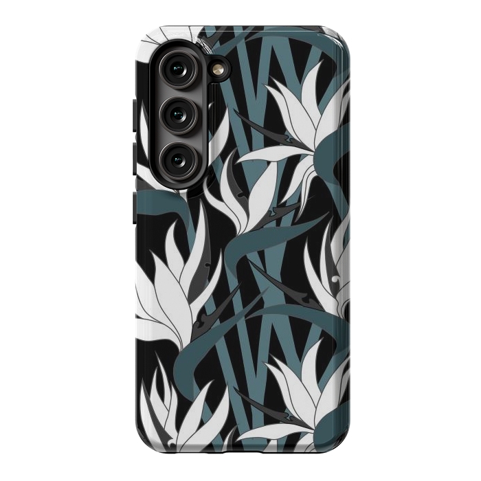 Galaxy S23 StrongFit Seamless Floral Pattern Plant Strelitzia G611 by Medusa GraphicArt