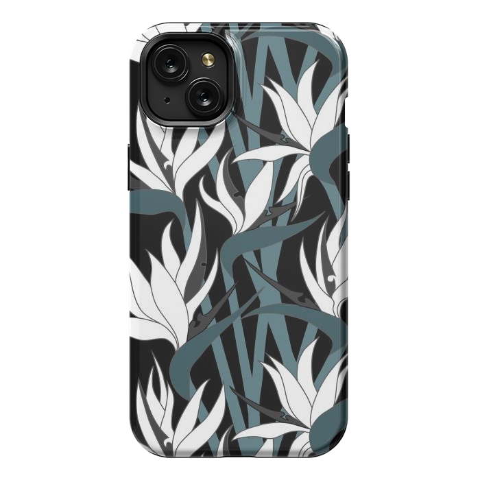 iPhone 15 Plus StrongFit Seamless Floral Pattern Plant Strelitzia G611 by Medusa GraphicArt