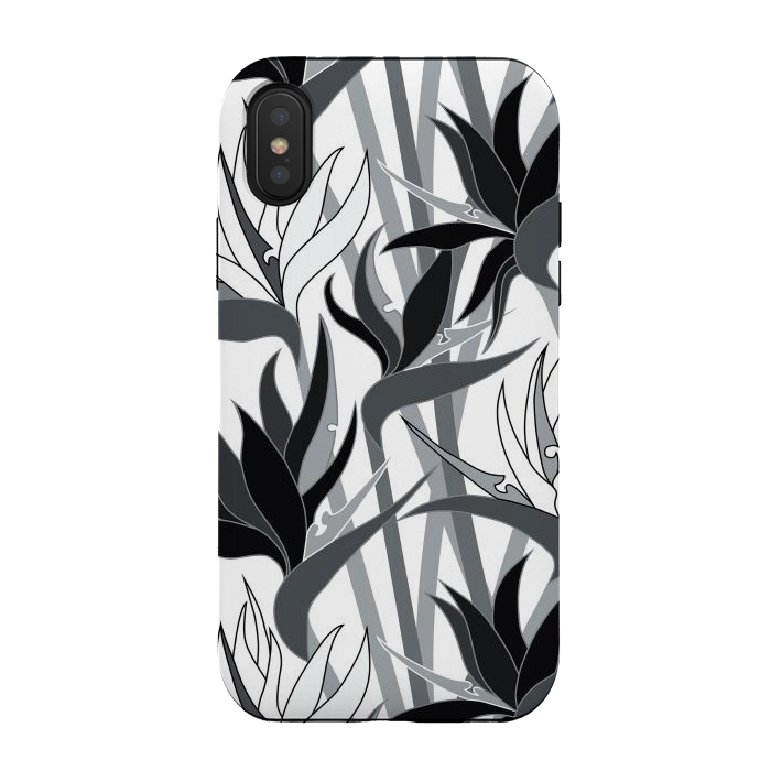 iPhone Xs / X StrongFit Seamless Floral Pattern Plant Strelitzia G613 by Medusa GraphicArt