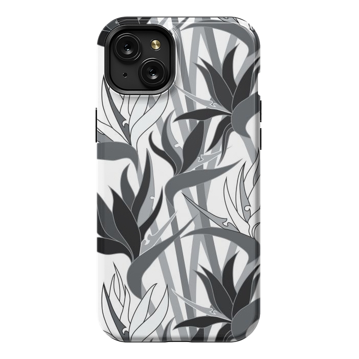 iPhone 15 Plus StrongFit Seamless Floral Pattern Plant Strelitzia G613 by Medusa GraphicArt