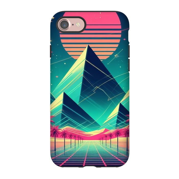 iPhone 7 StrongFit 80s Neon Palm Pyramids by JohnnyVillas