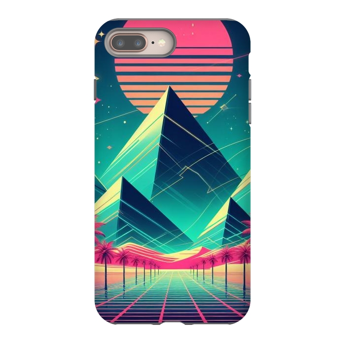 iPhone 7 plus StrongFit 80s Neon Palm Pyramids by JohnnyVillas