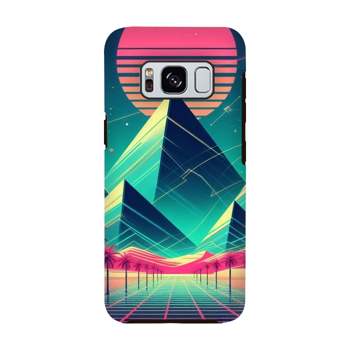Galaxy S8 StrongFit 80s Neon Palm Pyramids by JohnnyVillas