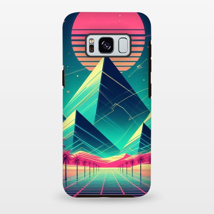 Galaxy S8 plus StrongFit 80s Neon Palm Pyramids by JohnnyVillas