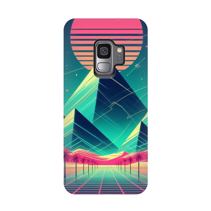 Galaxy S9 StrongFit 80s Neon Palm Pyramids by JohnnyVillas