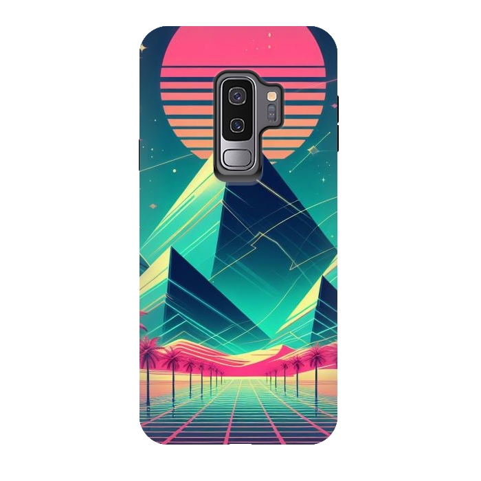 Galaxy S9 plus StrongFit 80s Neon Palm Pyramids by JohnnyVillas