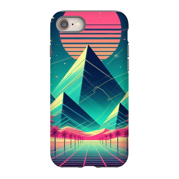 iPhone 8 StrongFit 80s Neon Palm Pyramids by JohnnyVillas