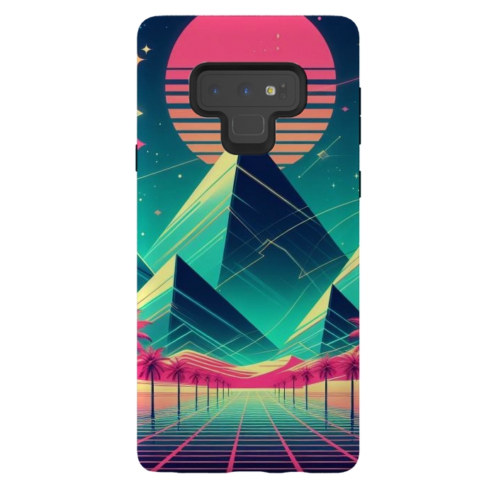 Galaxy Note 9 StrongFit 80s Neon Palm Pyramids by JohnnyVillas