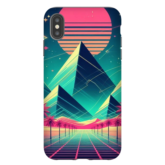 iPhone Xs Max StrongFit 80s Neon Palm Pyramids by JohnnyVillas