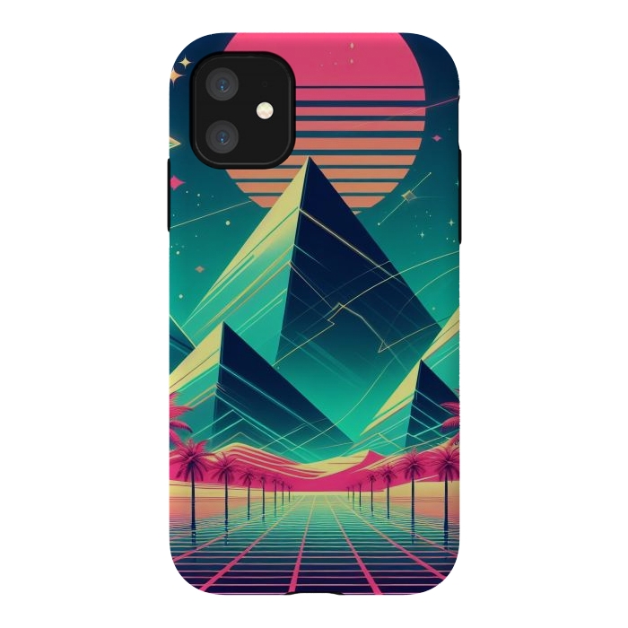 iPhone 11 StrongFit 80s Neon Palm Pyramids by JohnnyVillas
