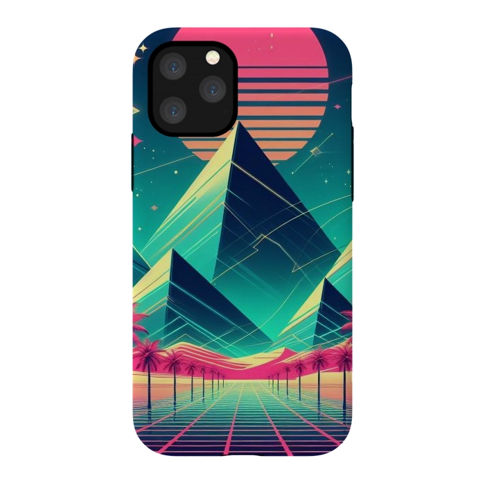 iPhone 11 Pro StrongFit 80s Neon Palm Pyramids by JohnnyVillas