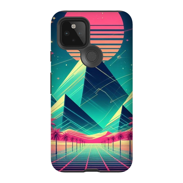 Pixel 5 StrongFit 80s Neon Palm Pyramids by JohnnyVillas