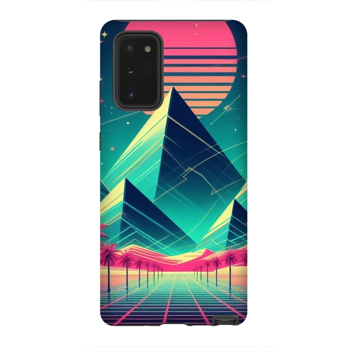 Galaxy Note 20 StrongFit 80s Neon Palm Pyramids by JohnnyVillas