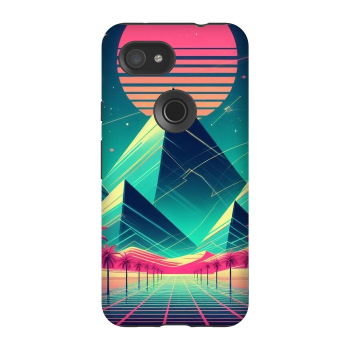 Pixel 3A StrongFit 80s Neon Palm Pyramids by JohnnyVillas