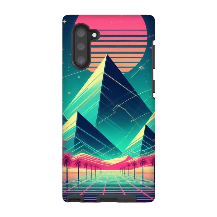 Galaxy Note 10 StrongFit 80s Neon Palm Pyramids by JohnnyVillas