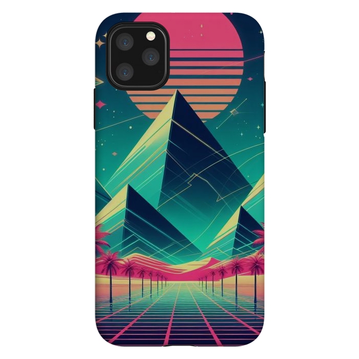 iPhone 11 Pro Max StrongFit 80s Neon Palm Pyramids by JohnnyVillas
