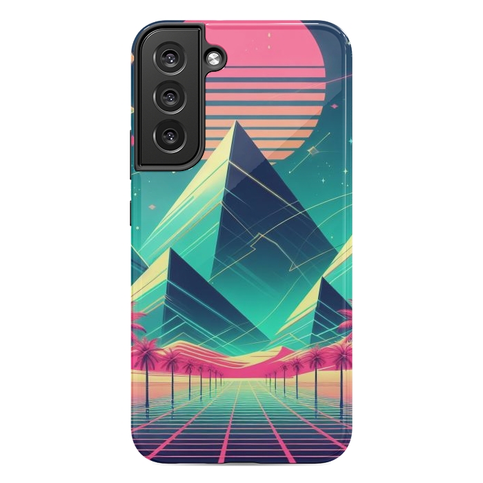 Galaxy S22 plus StrongFit 80s Neon Palm Pyramids by JohnnyVillas