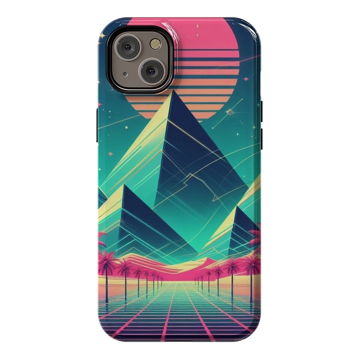 iPhone 14 Plus StrongFit 80s Neon Palm Pyramids by JohnnyVillas