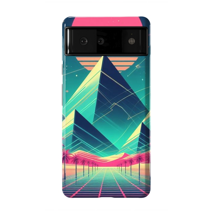 Pixel 6 StrongFit 80s Neon Palm Pyramids by JohnnyVillas