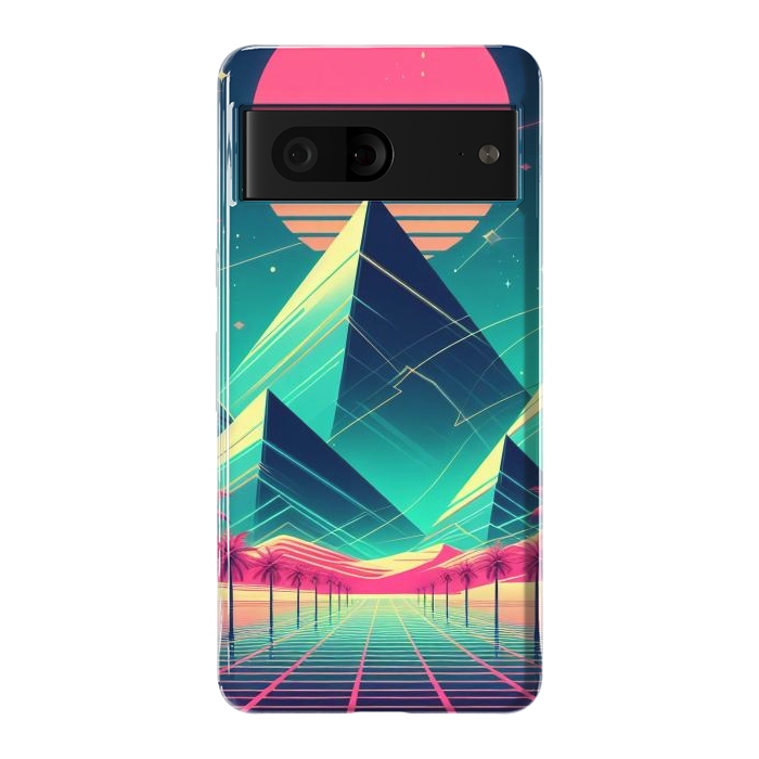 Pixel 7 StrongFit 80s Neon Palm Pyramids by JohnnyVillas