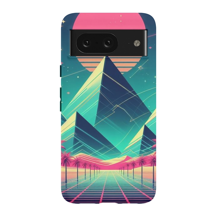Pixel 8 StrongFit 80s Neon Palm Pyramids by JohnnyVillas