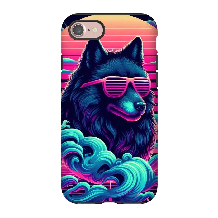 iPhone 7 StrongFit 80s Synthwave Wolf by JohnnyVillas