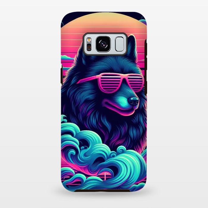 Galaxy S8 plus StrongFit 80s Synthwave Wolf by JohnnyVillas