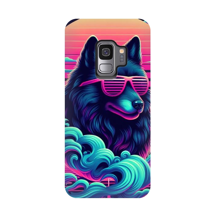 Galaxy S9 StrongFit 80s Synthwave Wolf by JohnnyVillas