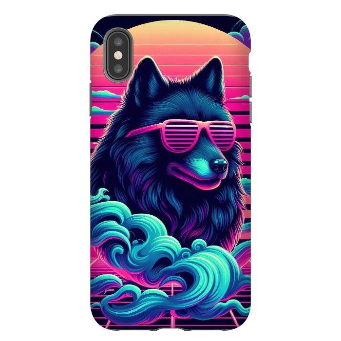 iPhone Xs Max StrongFit 80s Synthwave Wolf by JohnnyVillas