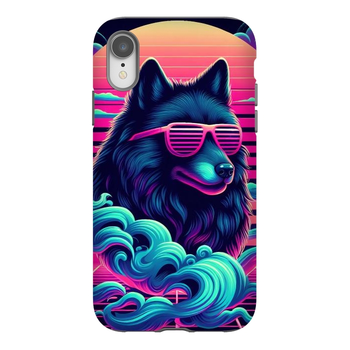 iPhone Xr StrongFit 80s Synthwave Wolf by JohnnyVillas